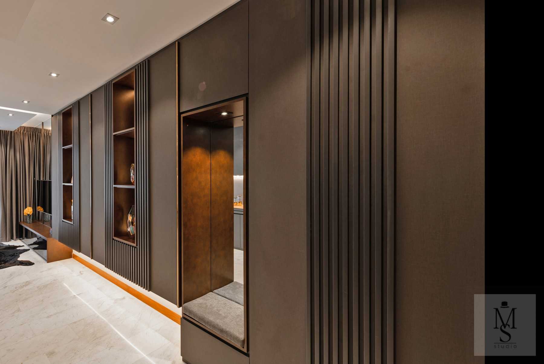 Modern Entryway with Mirror and Seating Bench