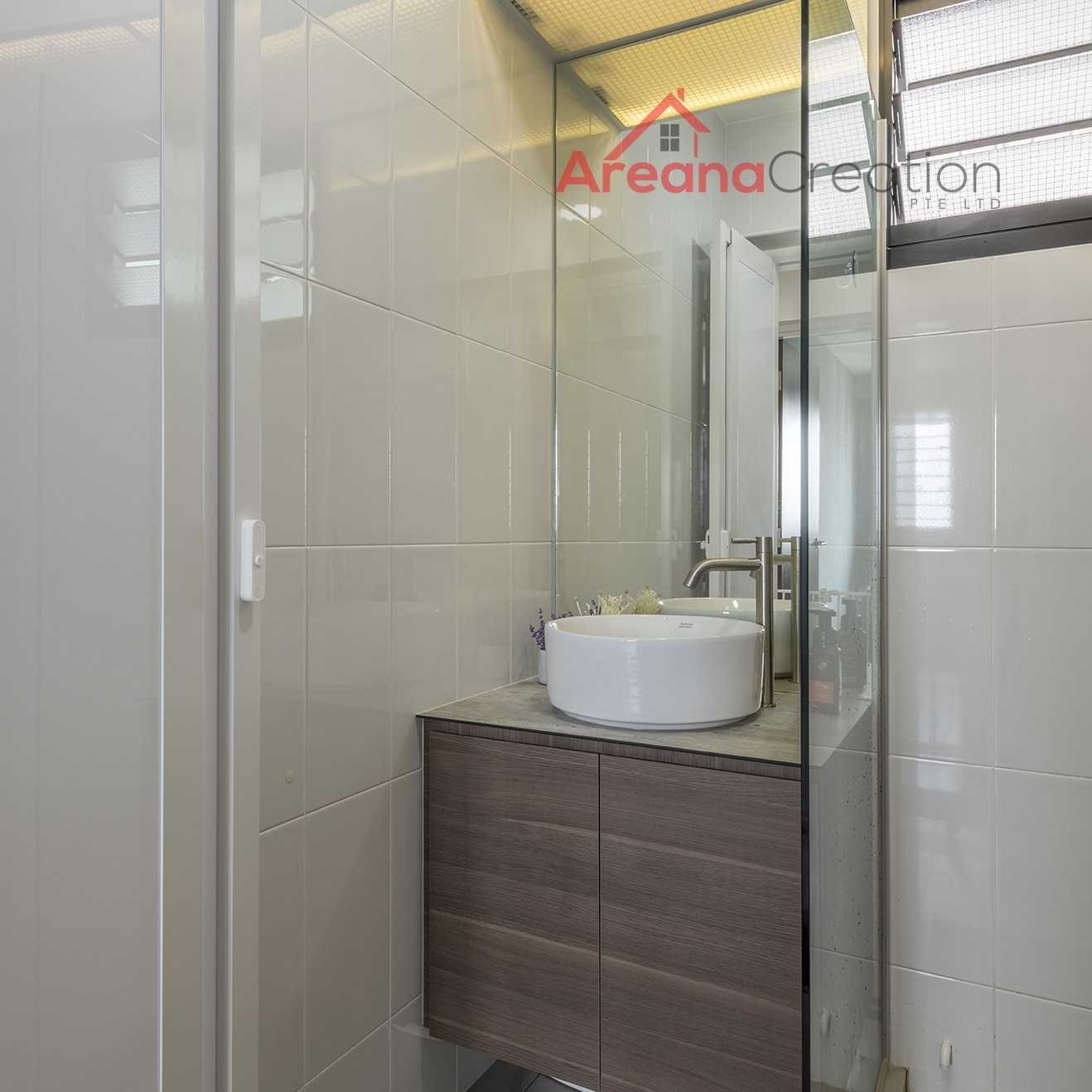 Contemporary Bathroom with Herringbone Tiling and Bathtub