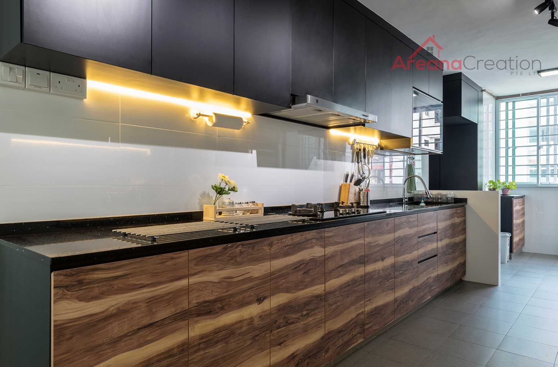 Contemporary Kitchen with Wood Flooring and Kitchen Window
