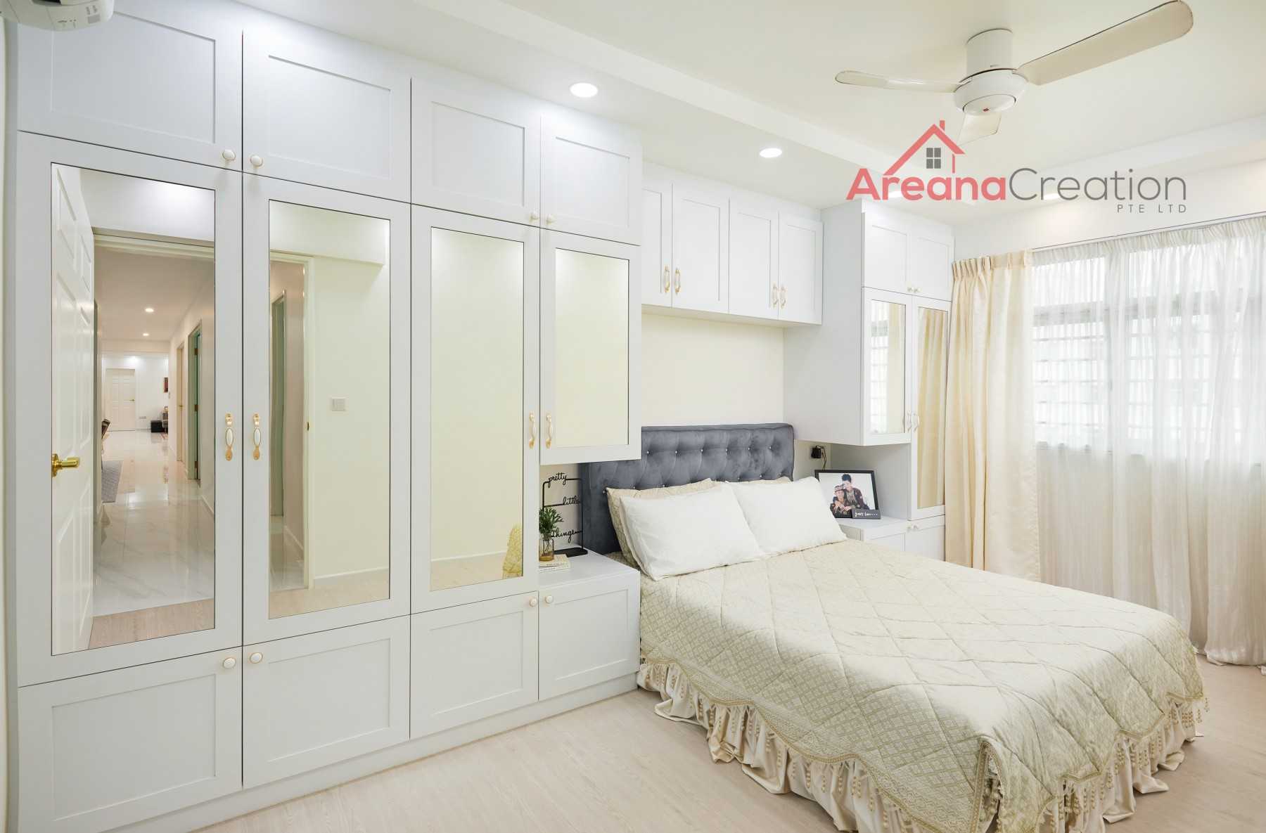 Modern Bedroom with Cement Floor and Marble Floor