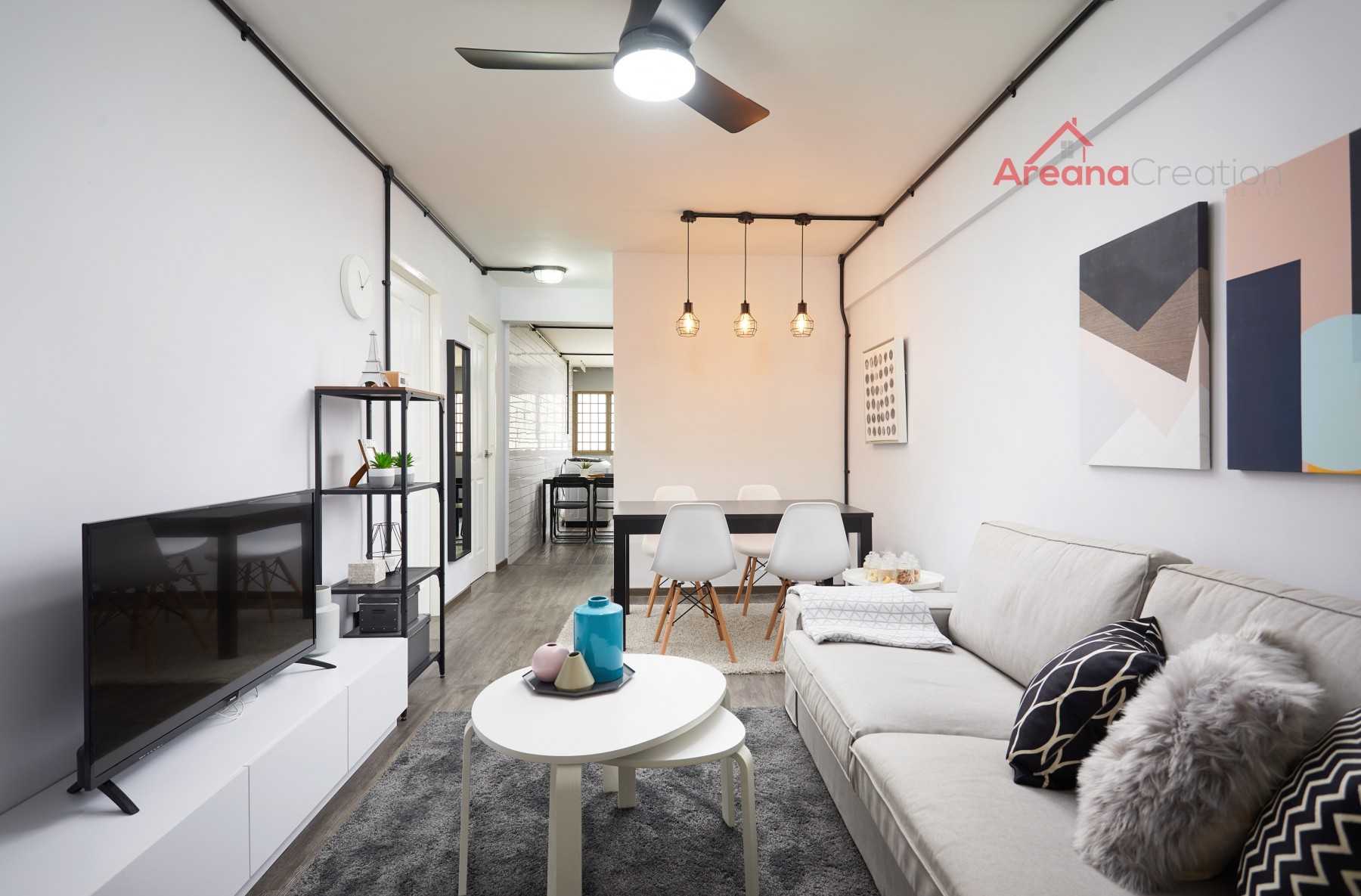 Contemporary Living Room with TV Console and Sofa