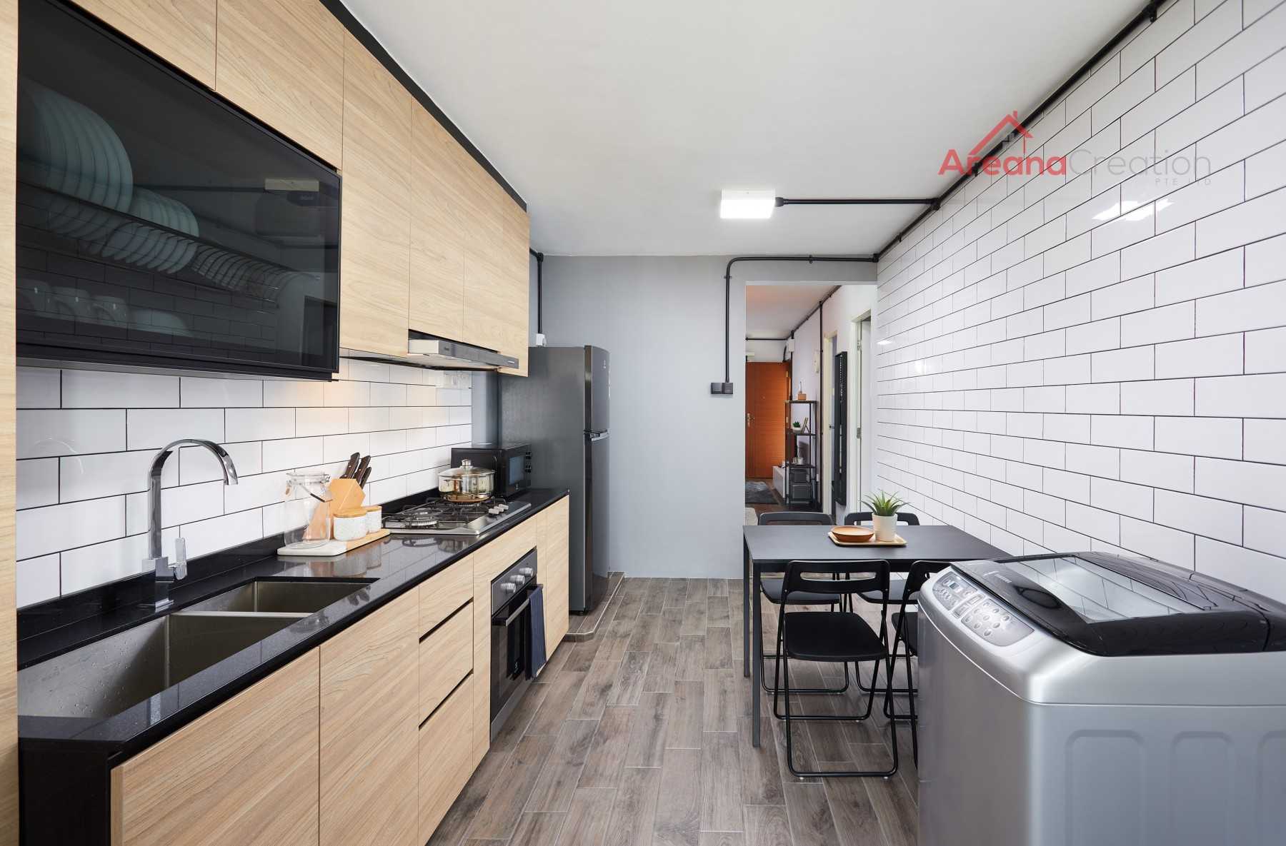 Contemporary Kitchen with Wood Flooring and Kitchen Window