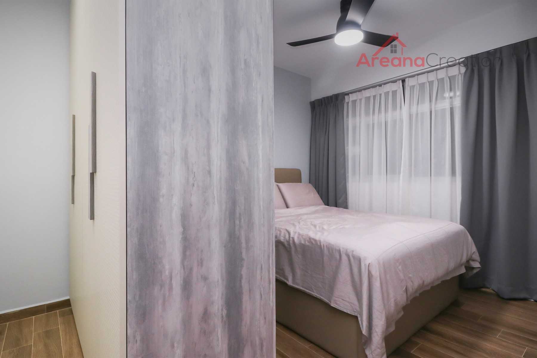 Scandinavian Bedroom with Vinyl Flooring and Drop Ceiling