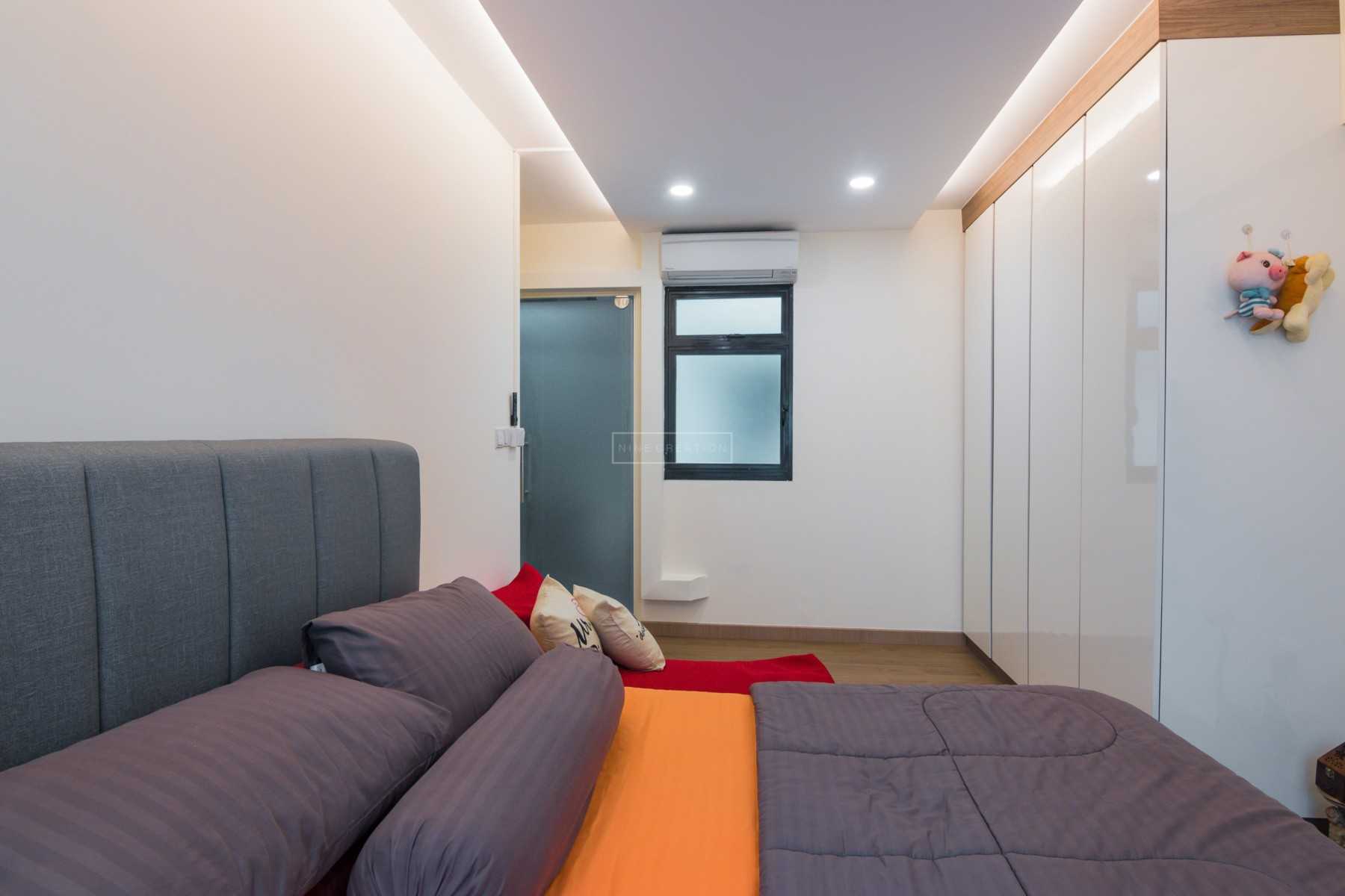 Scandinavian Bedroom with Cove Lighting and Drop Ceiling