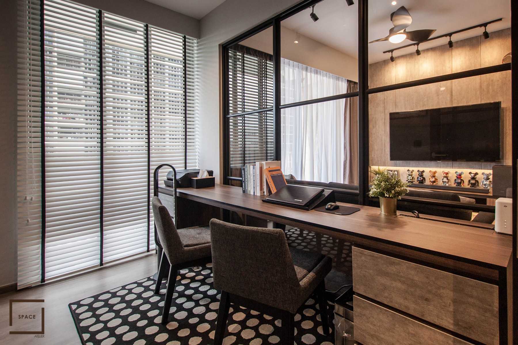 Industrial Home Office with Desk and Desk Chairs