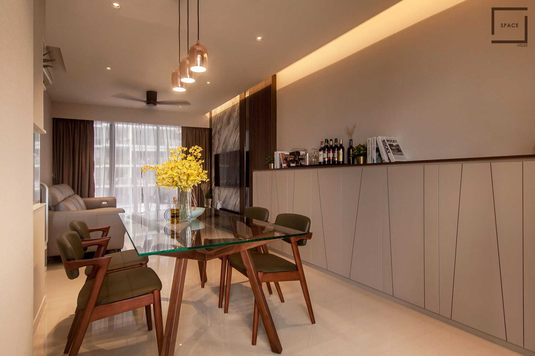 Minimalist Living Room with TV Console and Drop Ceiling