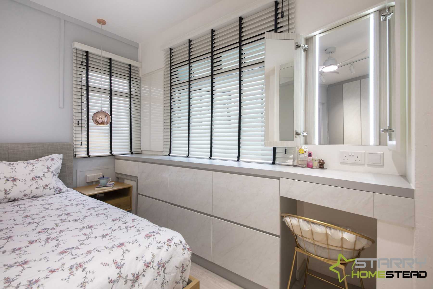 Scandinavian Bedroom with Bedside Table and Storage Cabinets