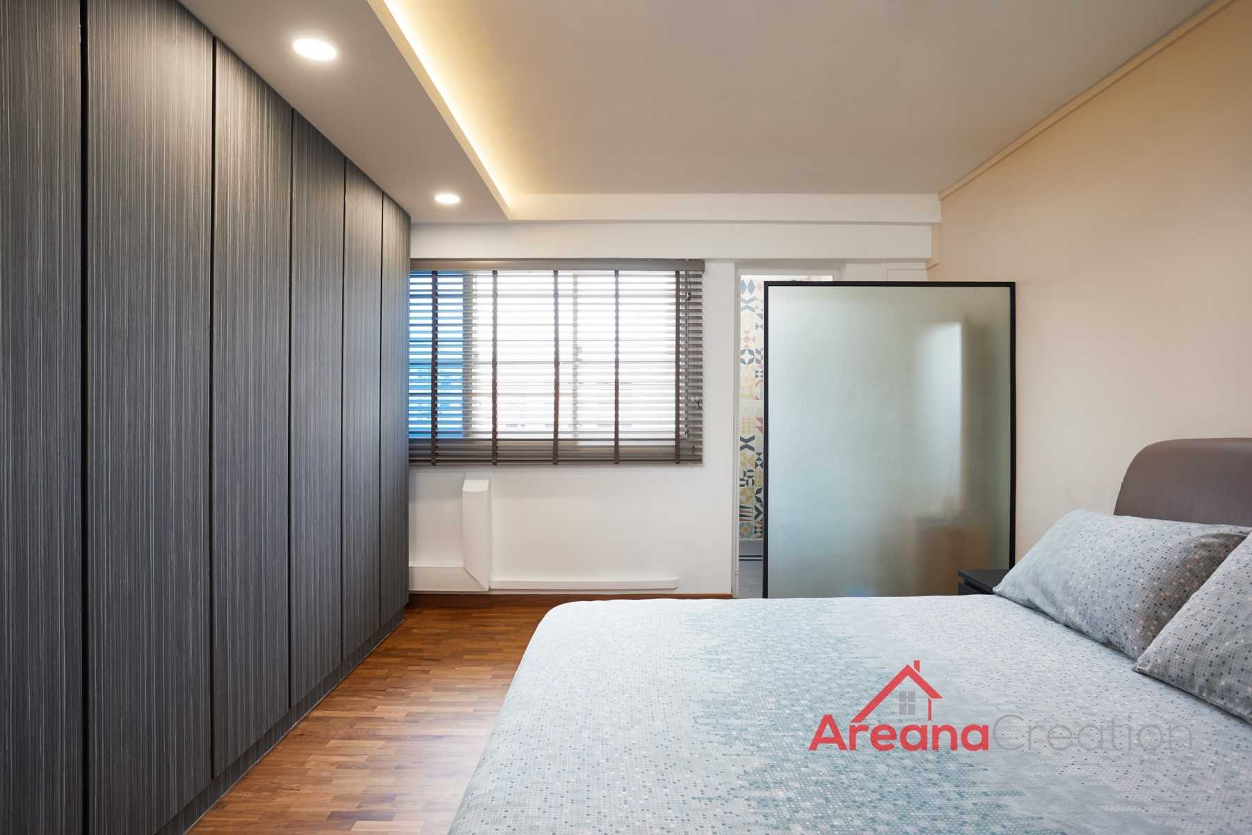 Contemporary Bedroom with Wood Flooring and Cove Lighting