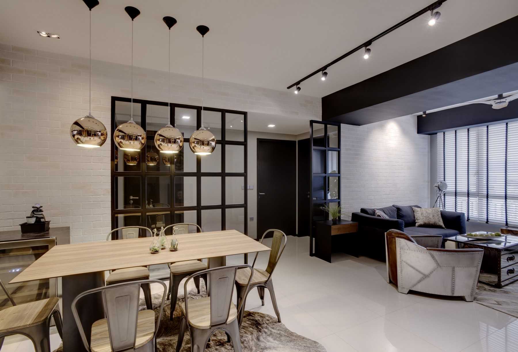 Modern Dining Room with Feature Wall and Wallpaper