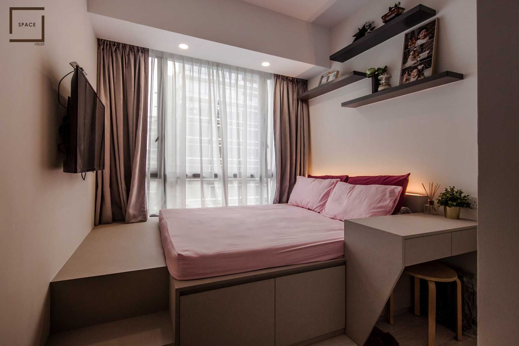Scandinavian Bedroom with Bookshelf and Built-in Bed