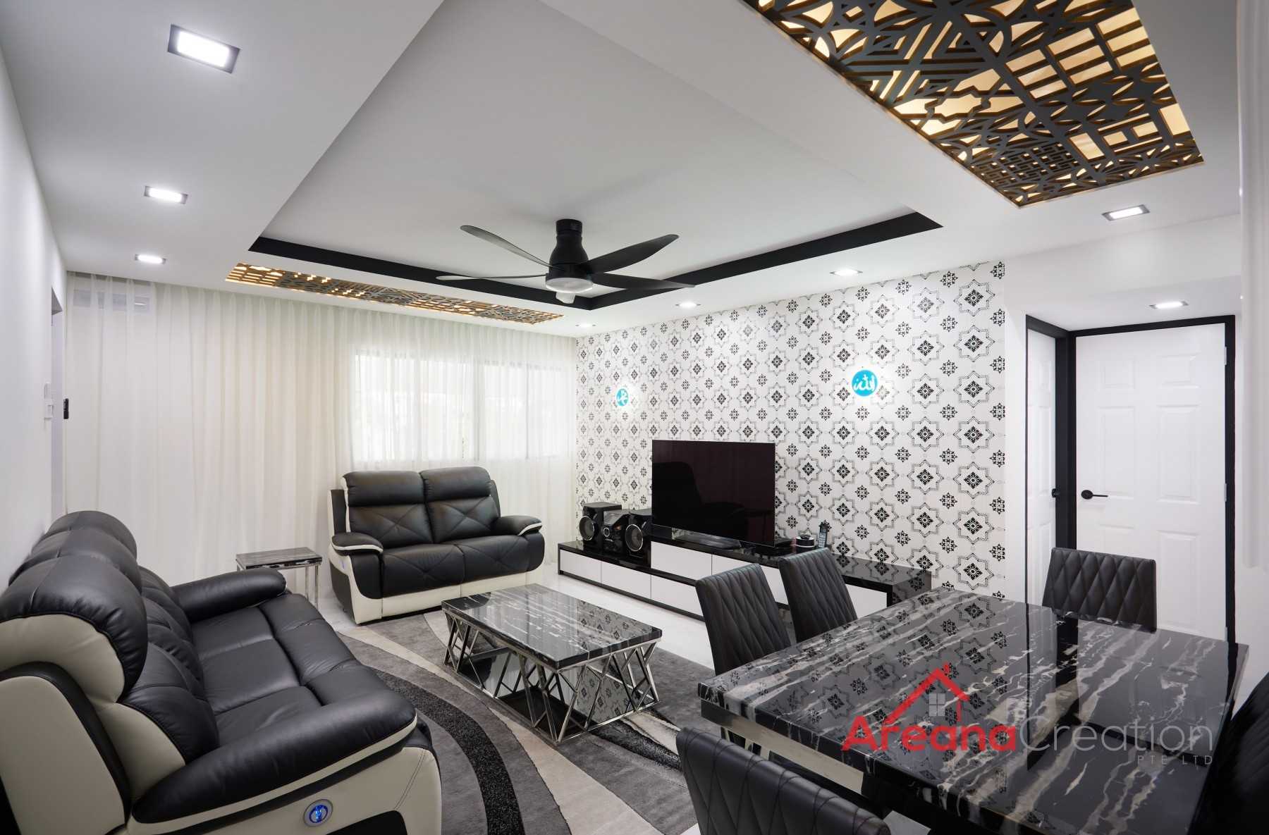Contemporary Living Room with Homogeneous Tiles and Herringbone Tiling
