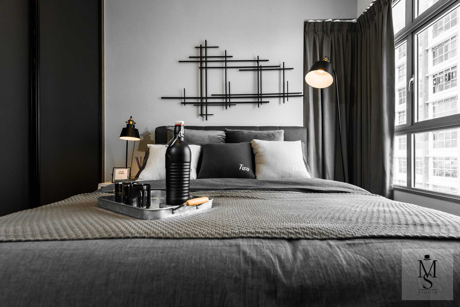 Industrial Bedroom with Vinyl Flooring and Cove Lighting
