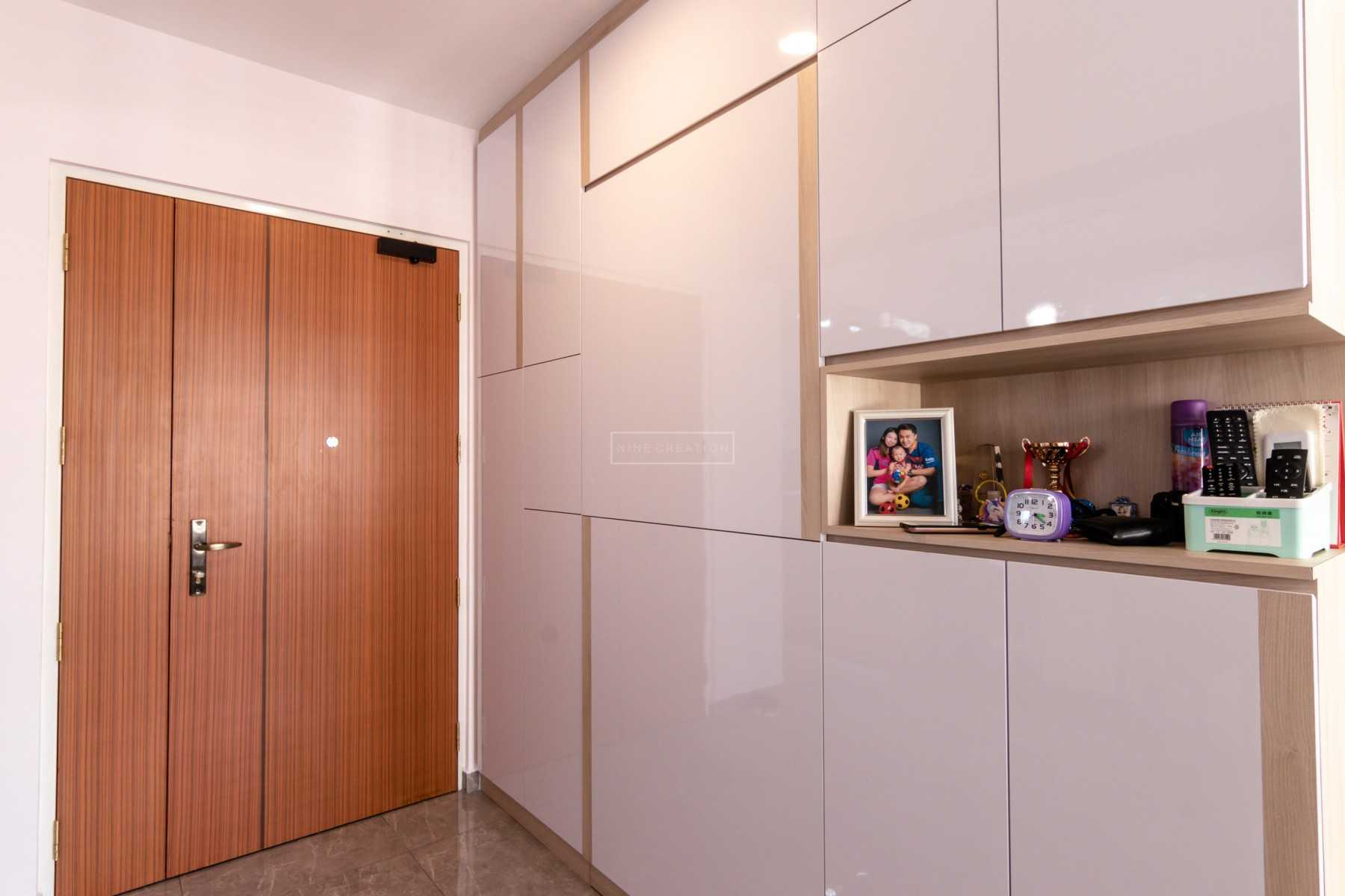Contemporary Entryway with Shoe Rack and Console Table