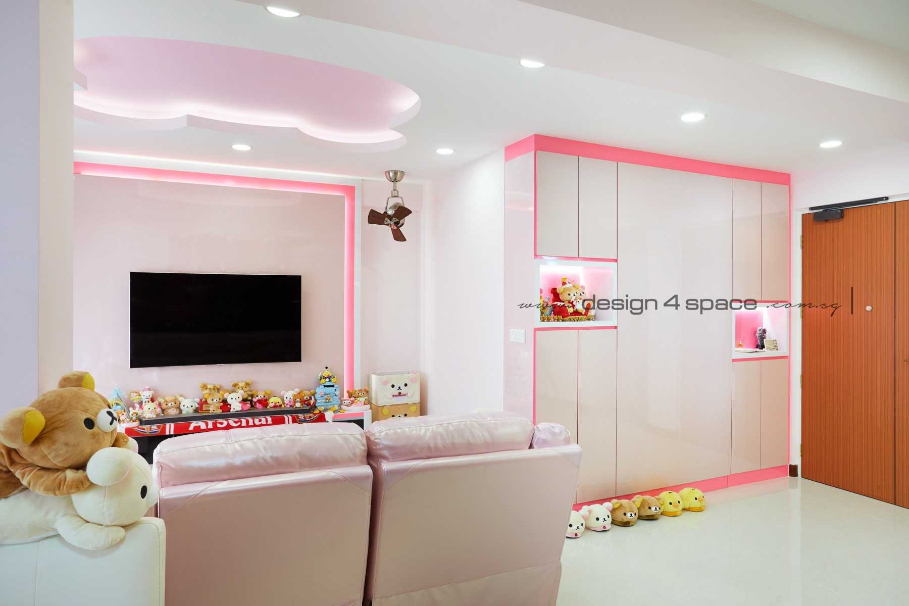 Contemporary Living Room with TV Console and Drop Ceiling