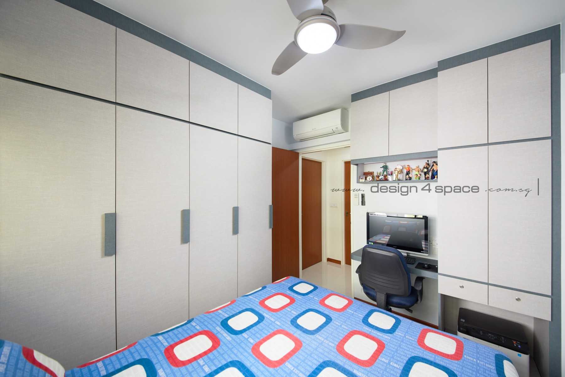 Contemporary Bedroom with Homogeneous Tiles and Wood Flooring