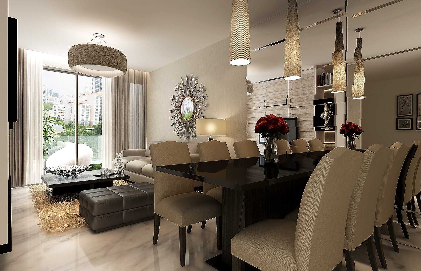 Modern Dining Room with Mirror and Cove Lighting