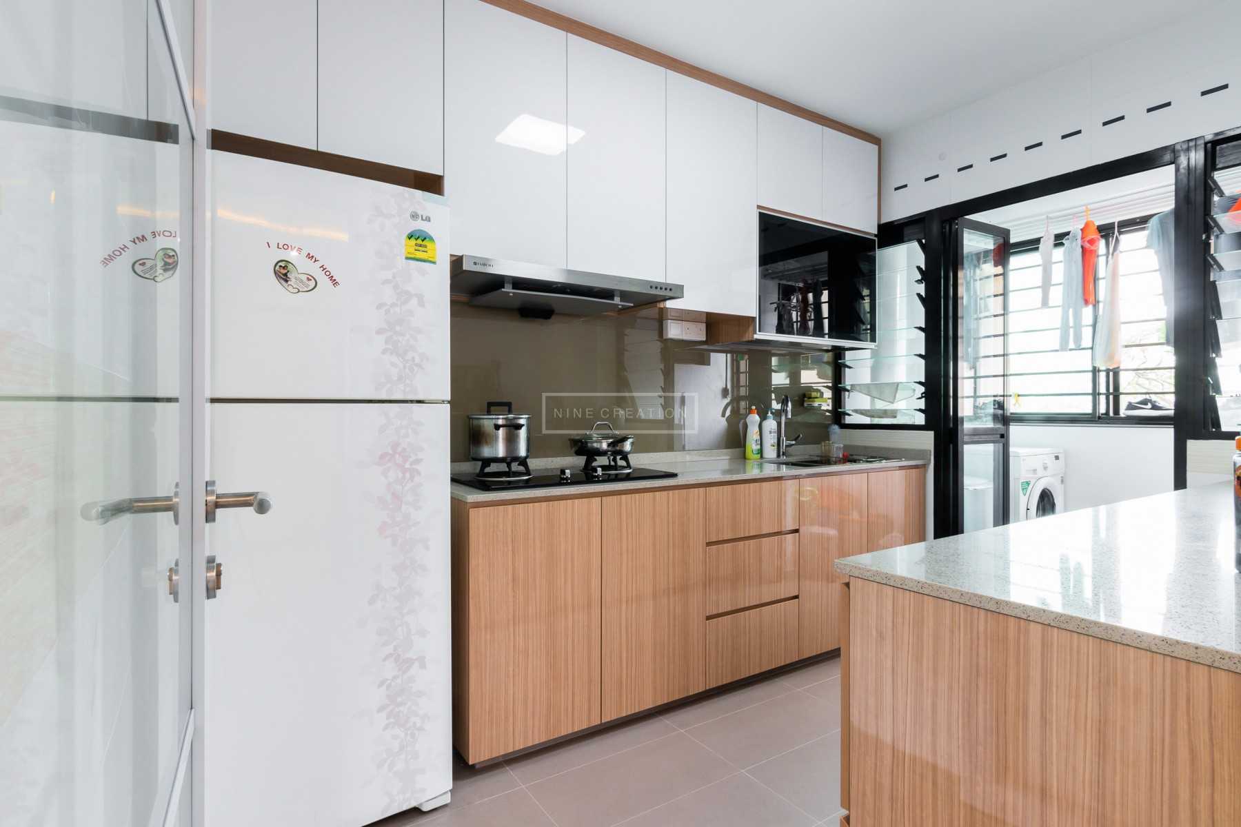 Scandinavian Kitchen with Countertop and Kitchen Backsplash