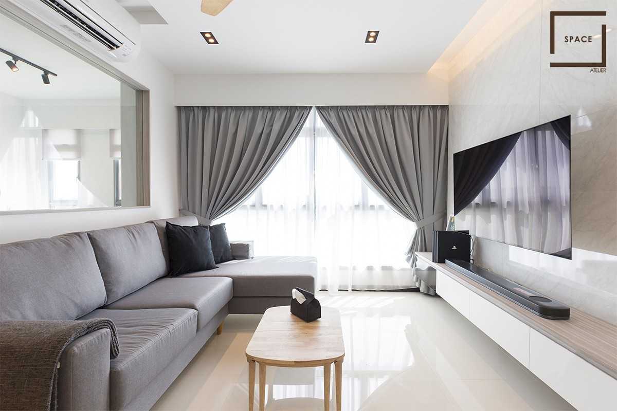Scandinavian Living Room with TV Console and Ceiling Light