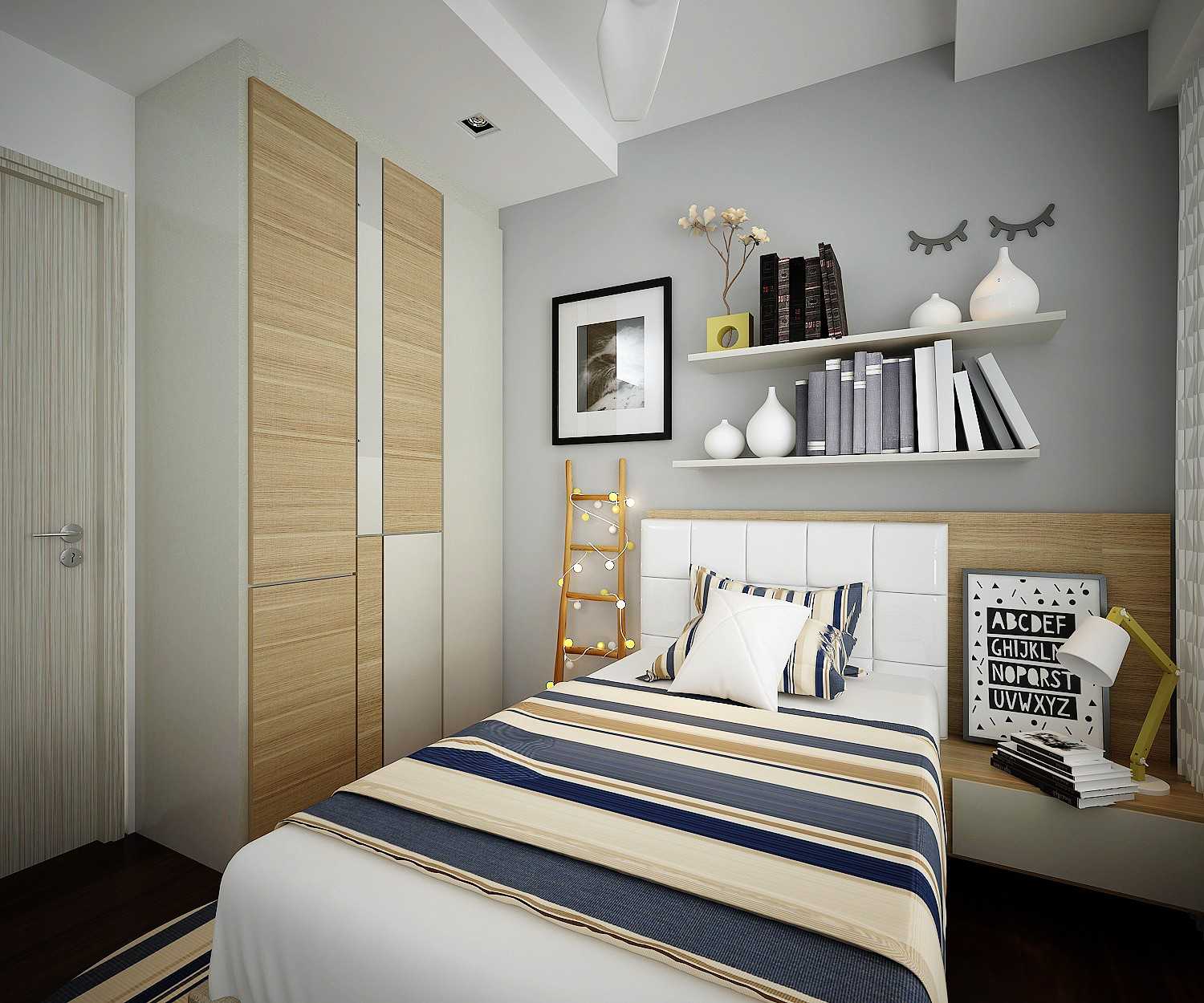 Contemporary Bedroom with Vinyl Flooring and Drop Ceiling