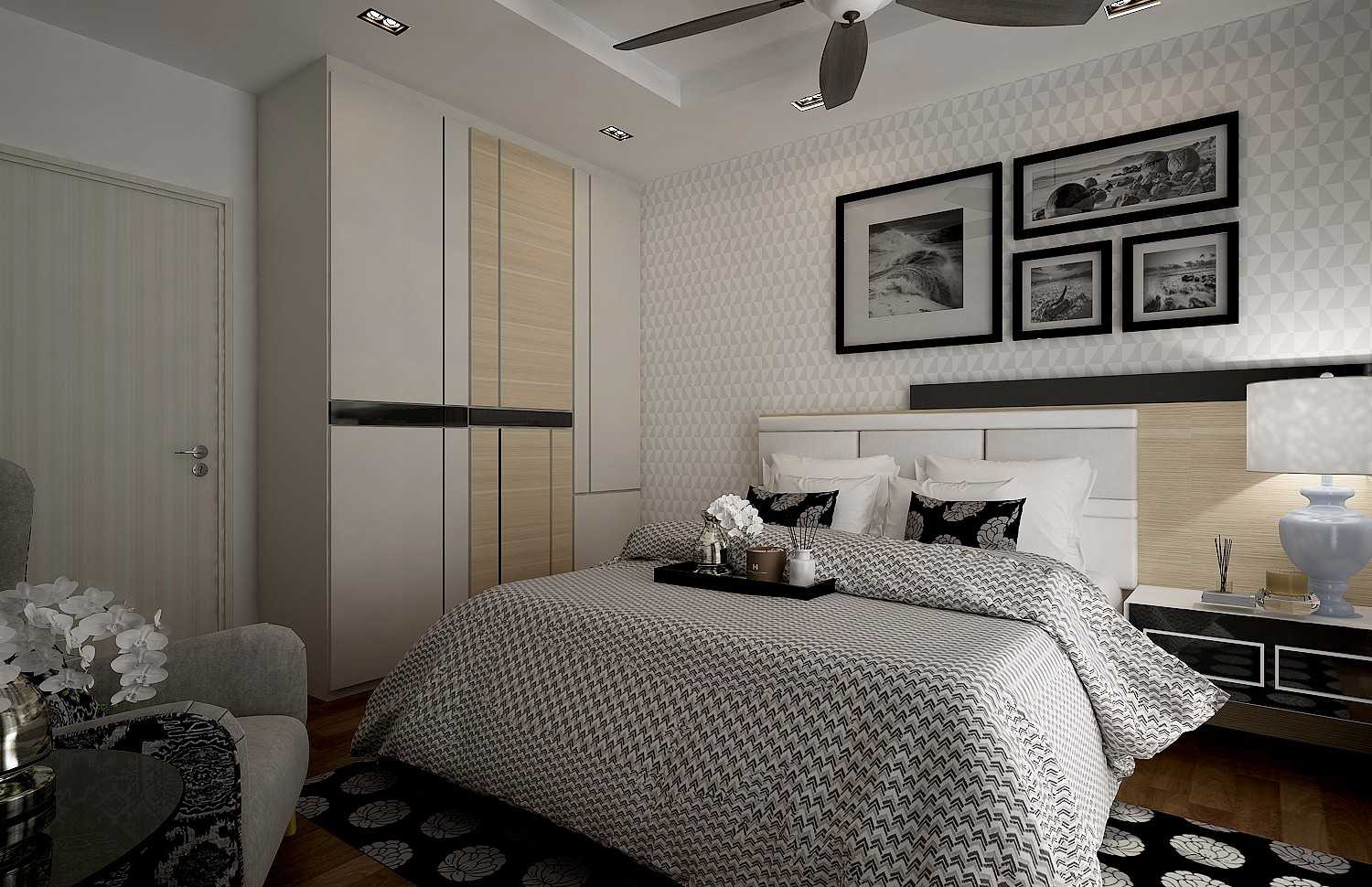 Contemporary Bedroom with Vinyl Flooring and Drop Ceiling