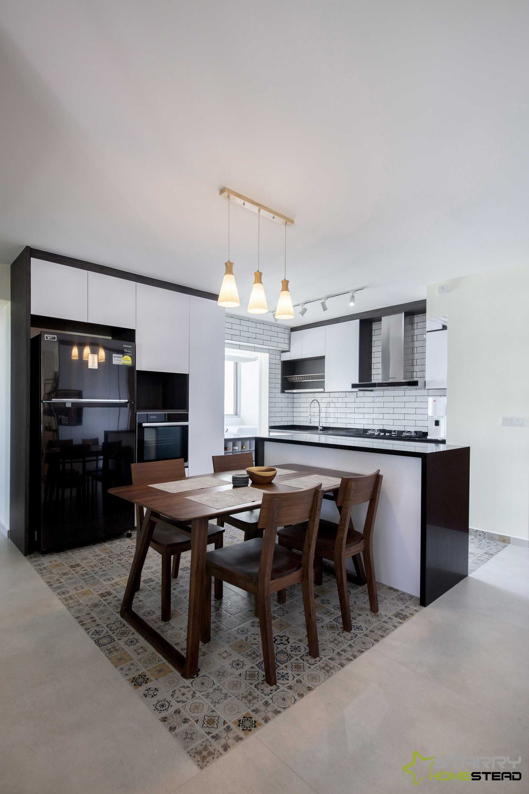 Transitional Dining Room with Kitchen Island and Dining Table