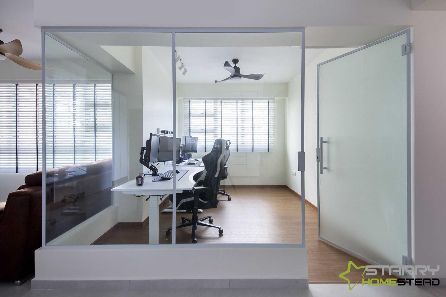 Transitional Study with Computer Table and Office Chair