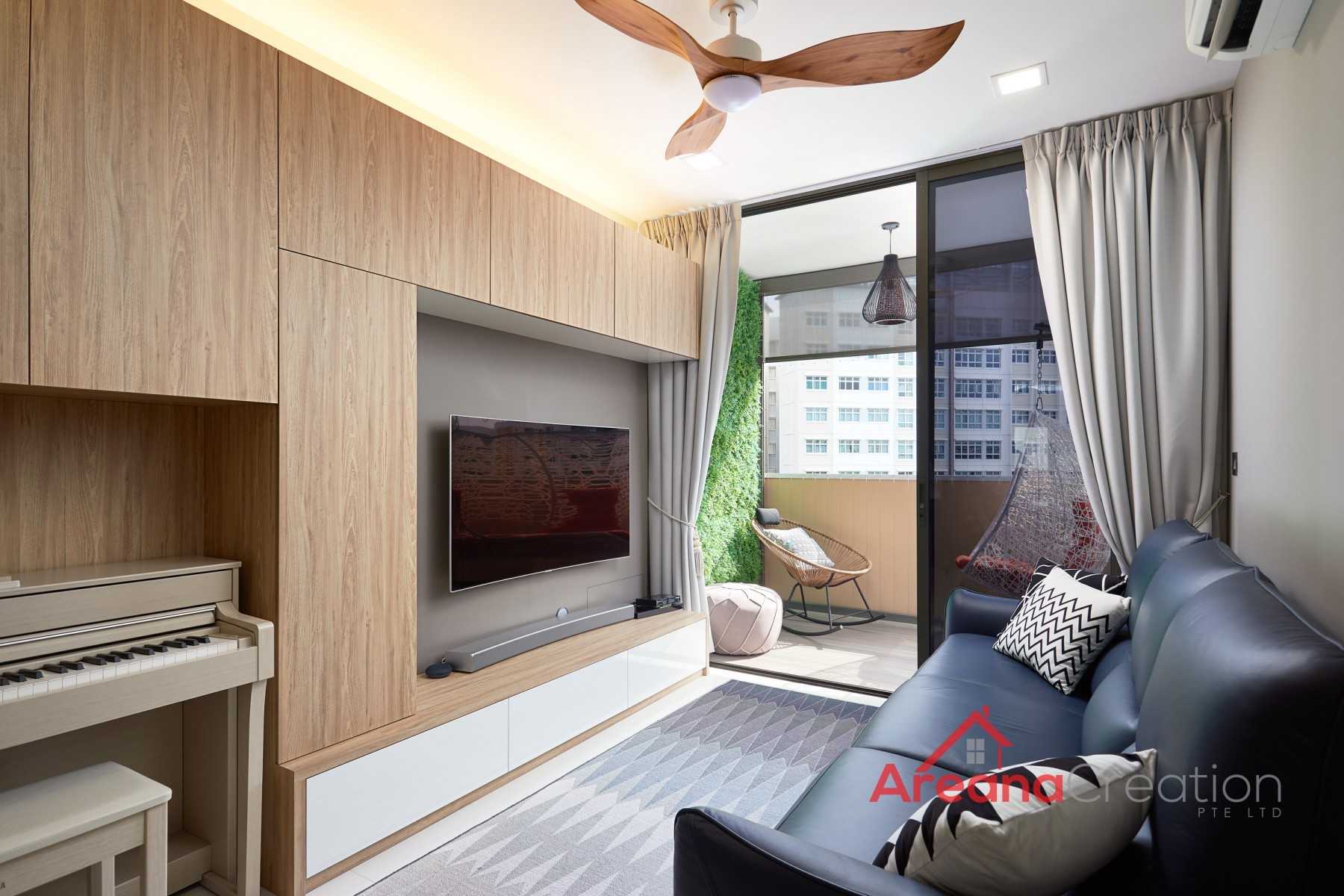 Modern Living Room with Vinyl Flooring and TV Console