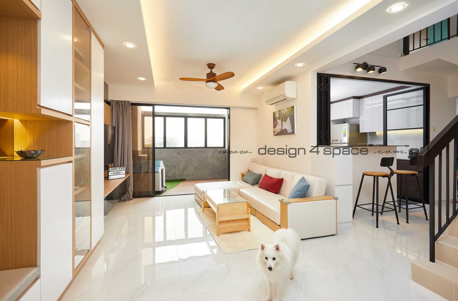 Contemporary Living Room with Homogeneous Tiles and TV Console