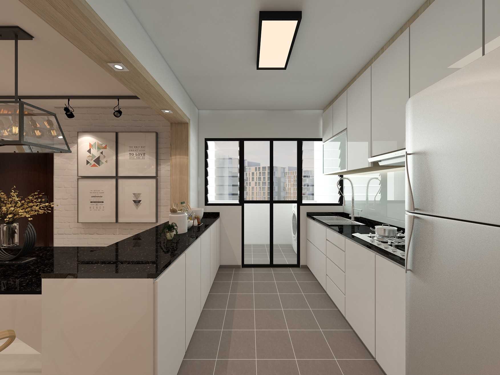 Scandinavian Kitchen with Countertop and Open Kitchen