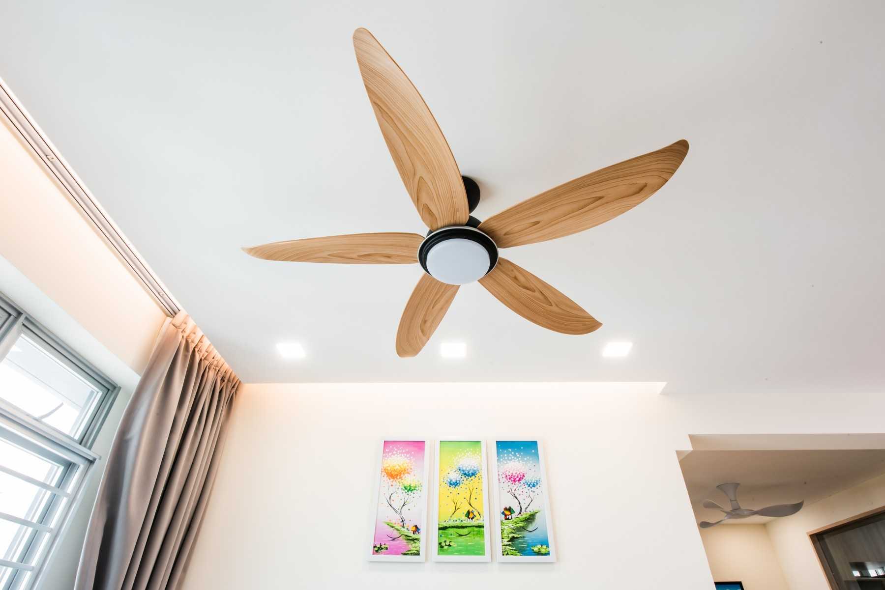Contemporary Dining Room with Cove Lighting and Ceiling Fan