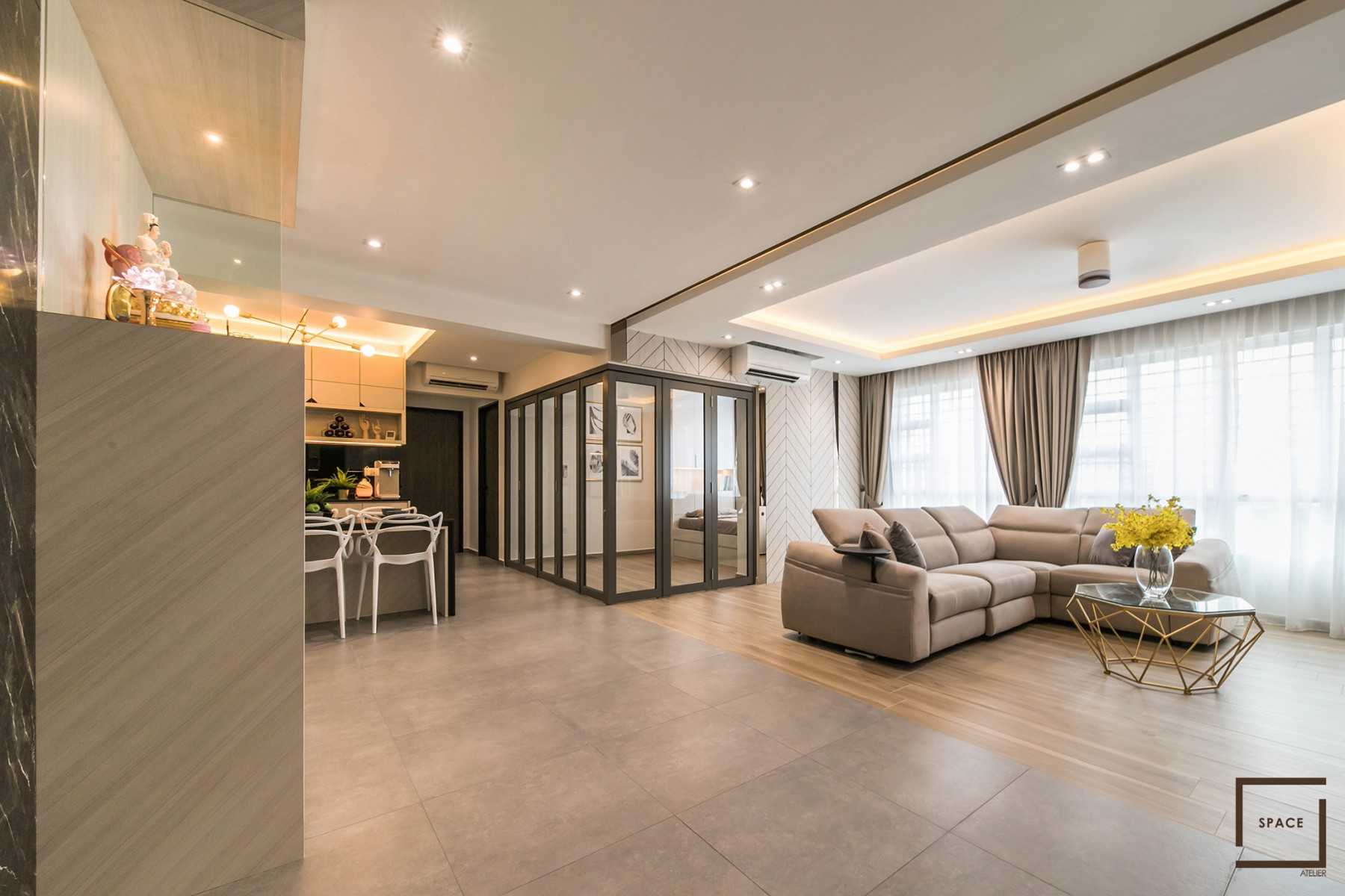 Contemporary Living Room with TV Console and Sofa