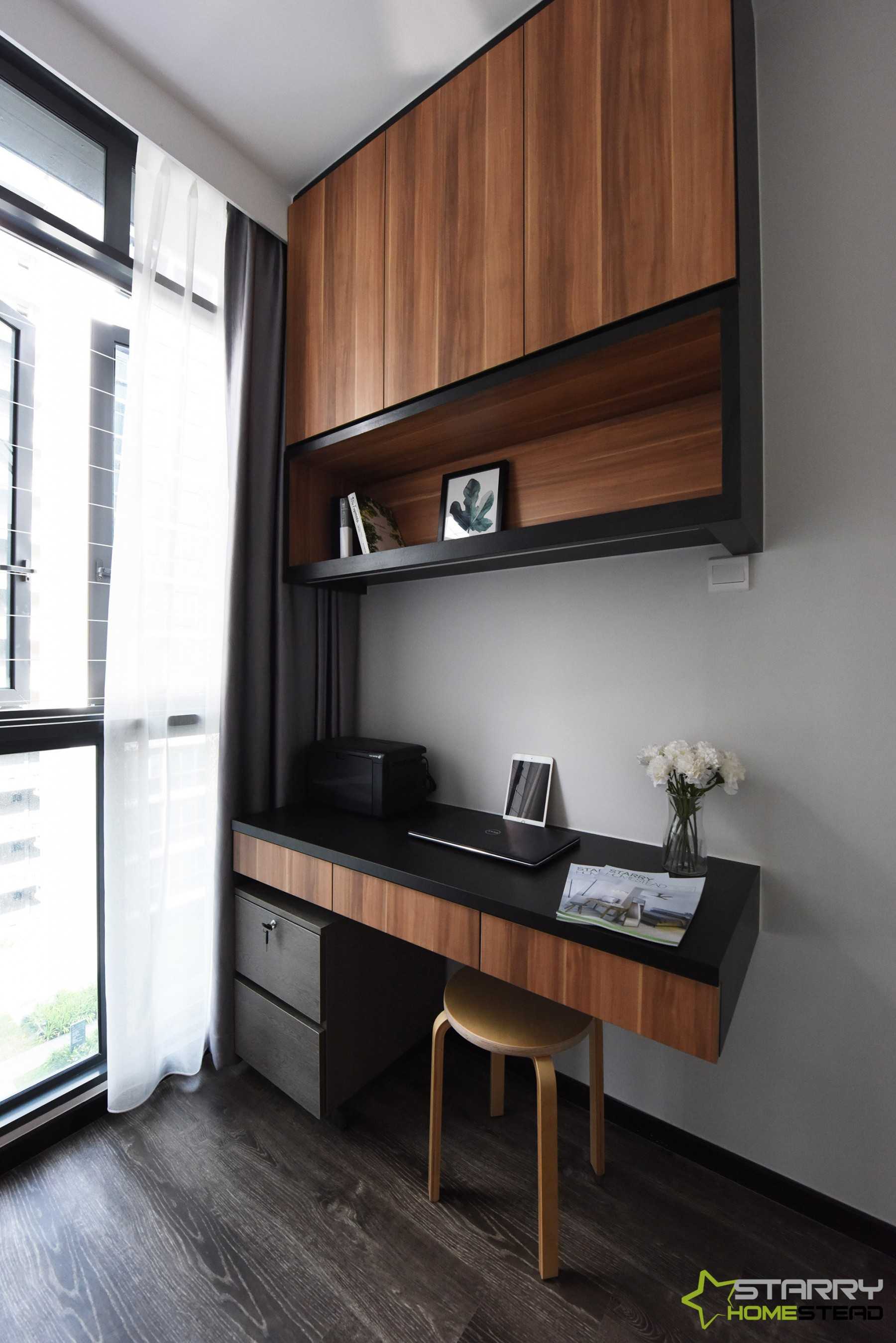 Modern Study with Drawer Units and Wall Shelves