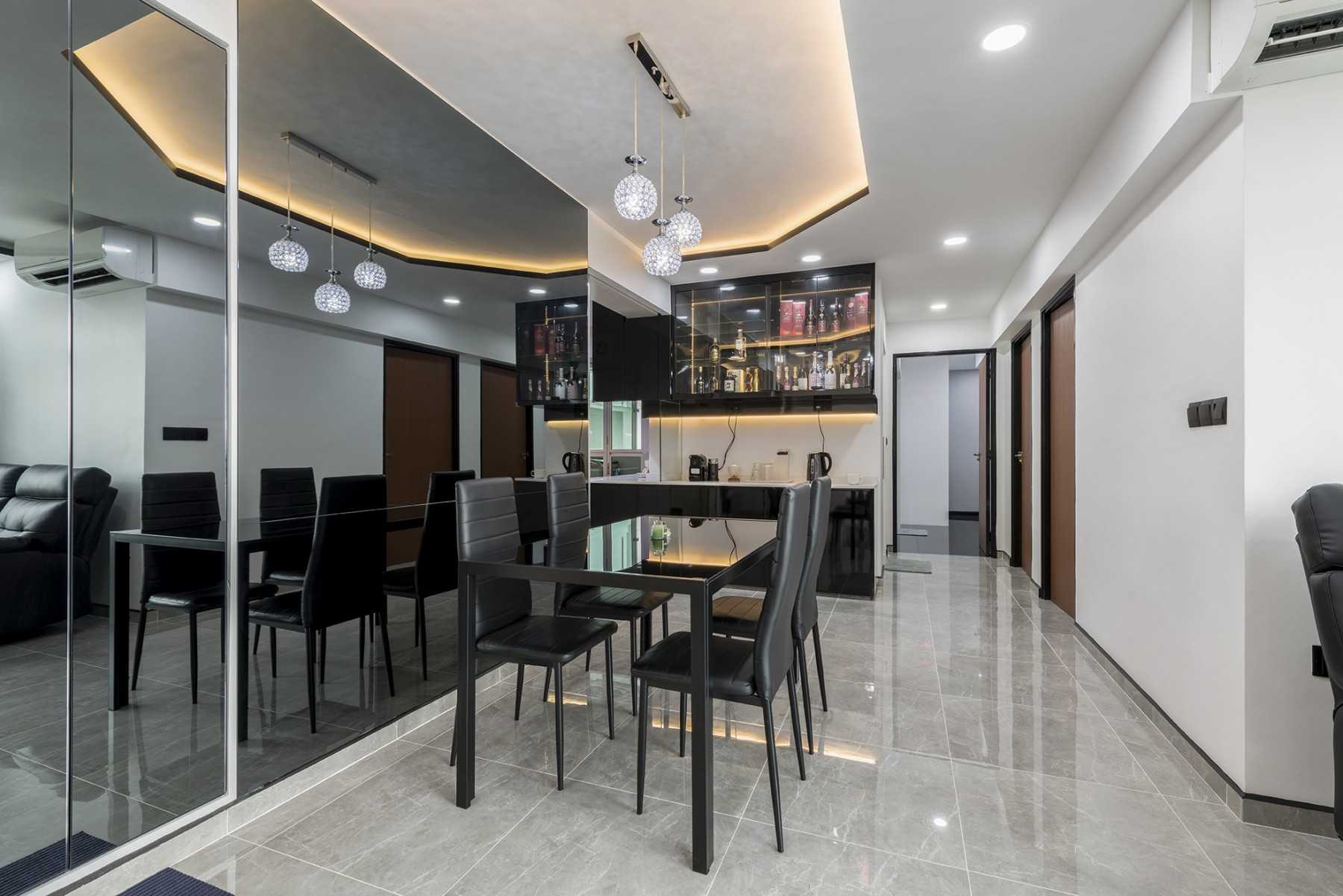 Modern Dining Room with Drop Light and Seating Bench