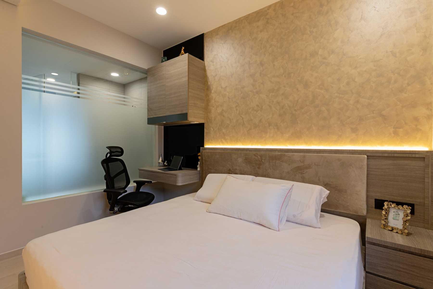 Contemporary Bedroom with Bed and Lighting