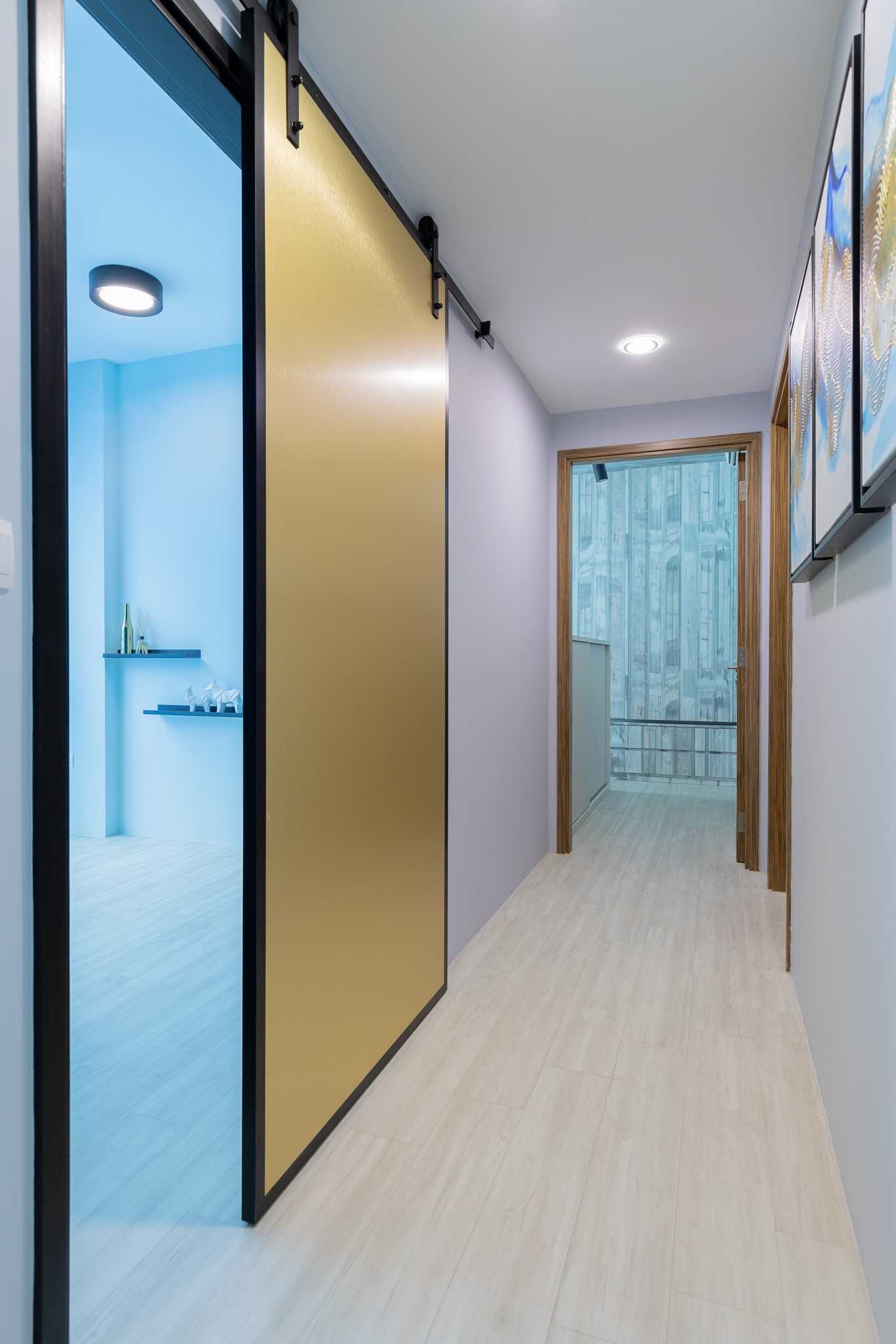 Minimalist Entryway with Doors and Sliding Door