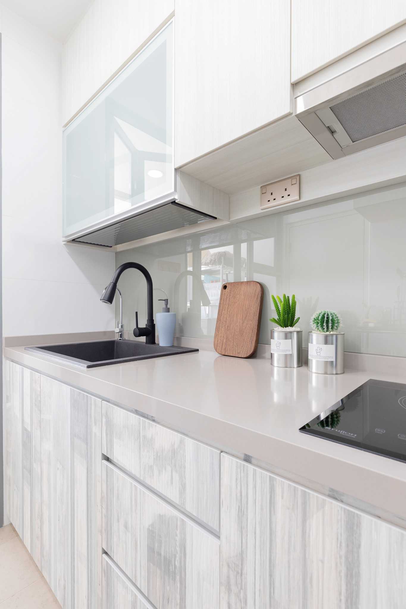 Minimalist Kitchen with Countertop and Kitchen Tap