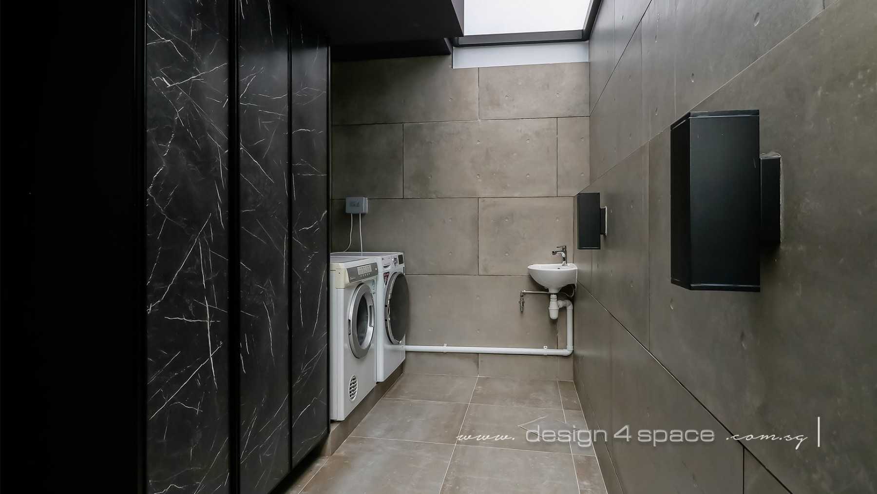Modern Service Yard with Washing Machine and Laundry Area
