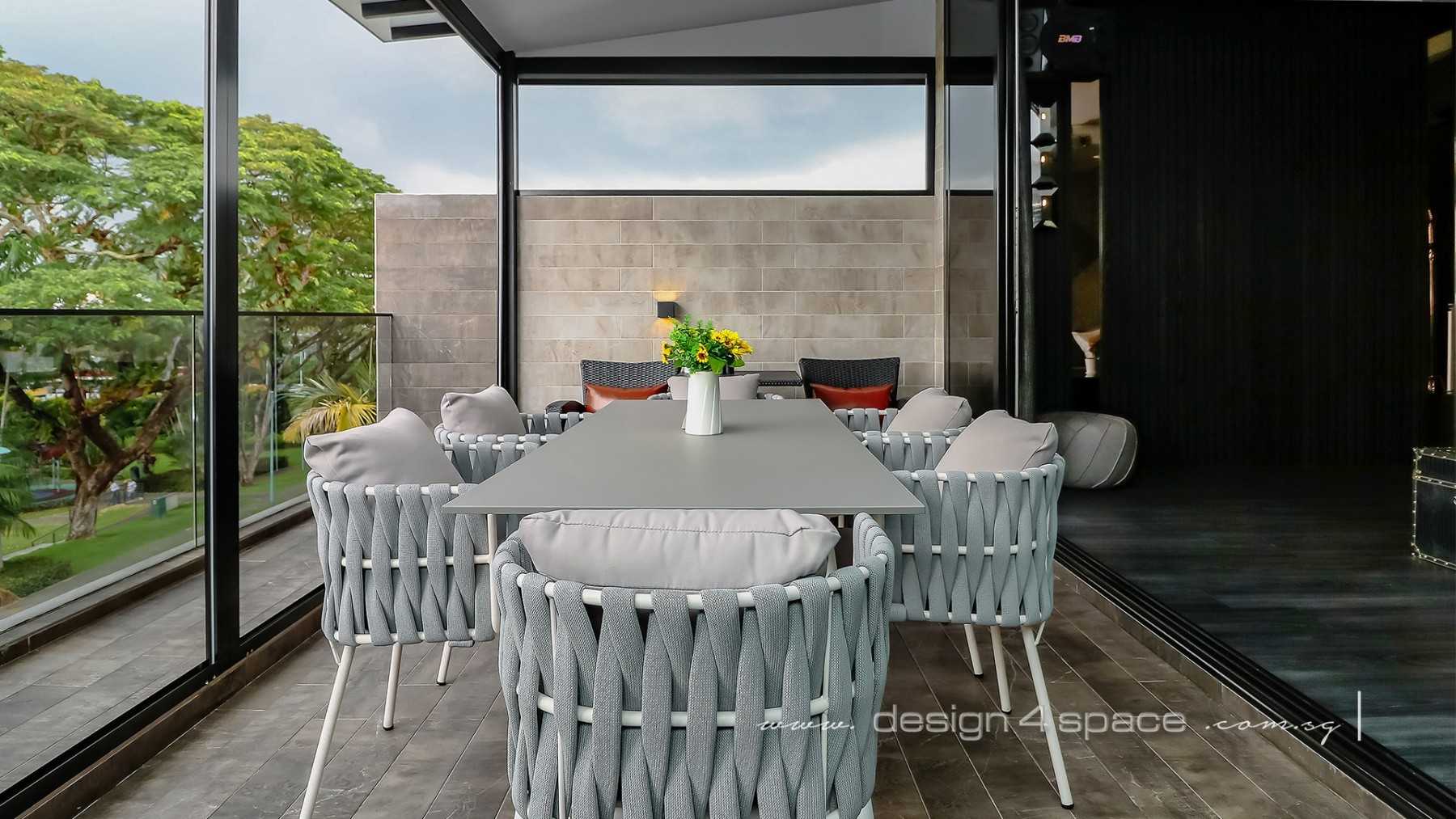 Modern Balcony with Window Grille and Curtain