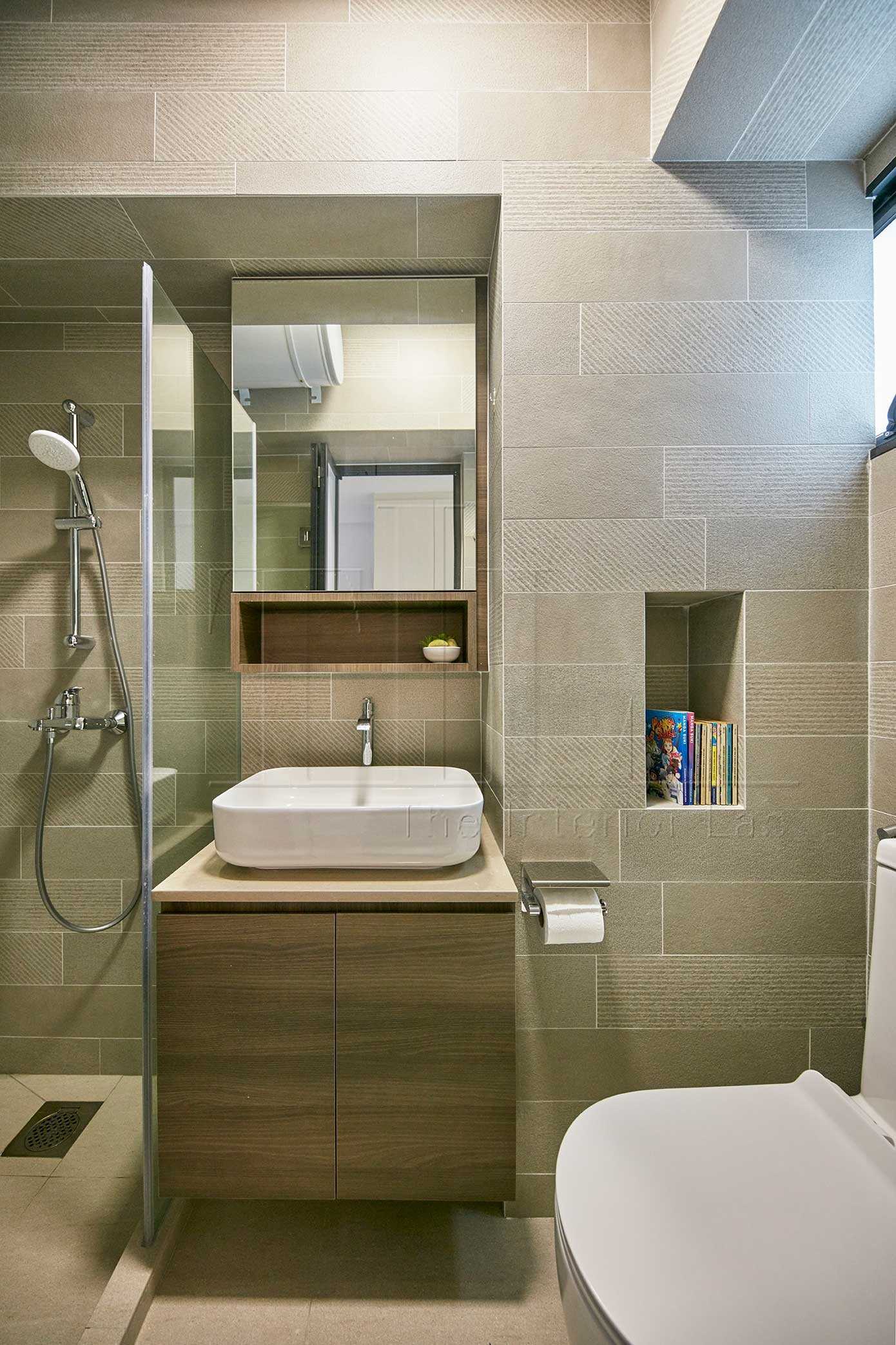 Asian Bathroom with Mirror and Shower Screen
