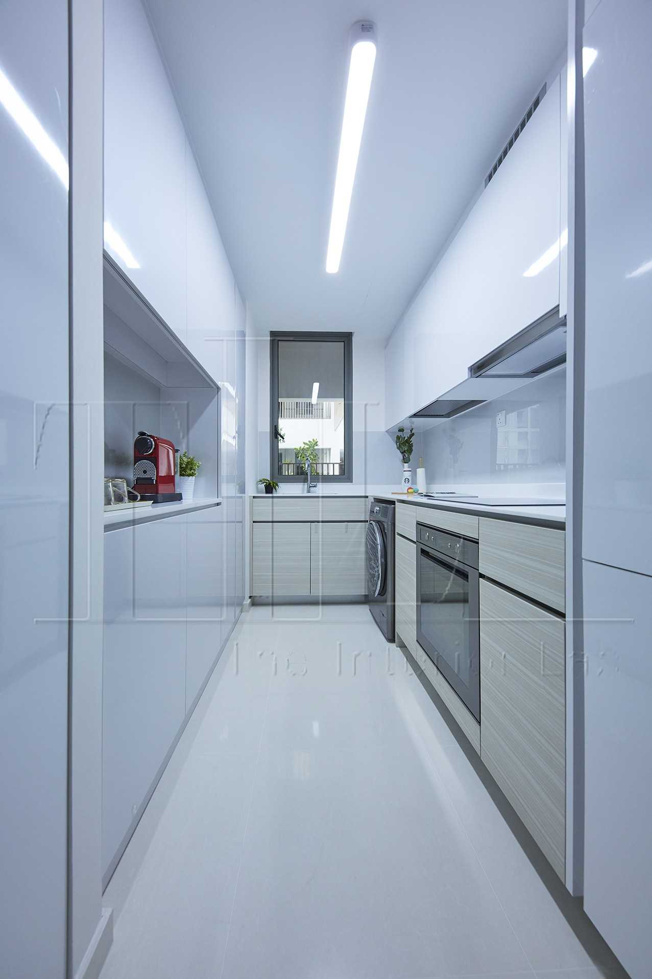 Modern Kitchen with Countertop and Homogeneous Tiles