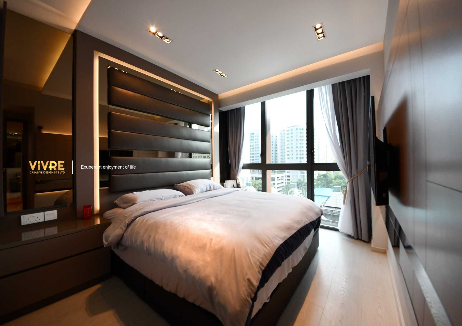 Modern Bedroom with Ceiling Light and Downlights