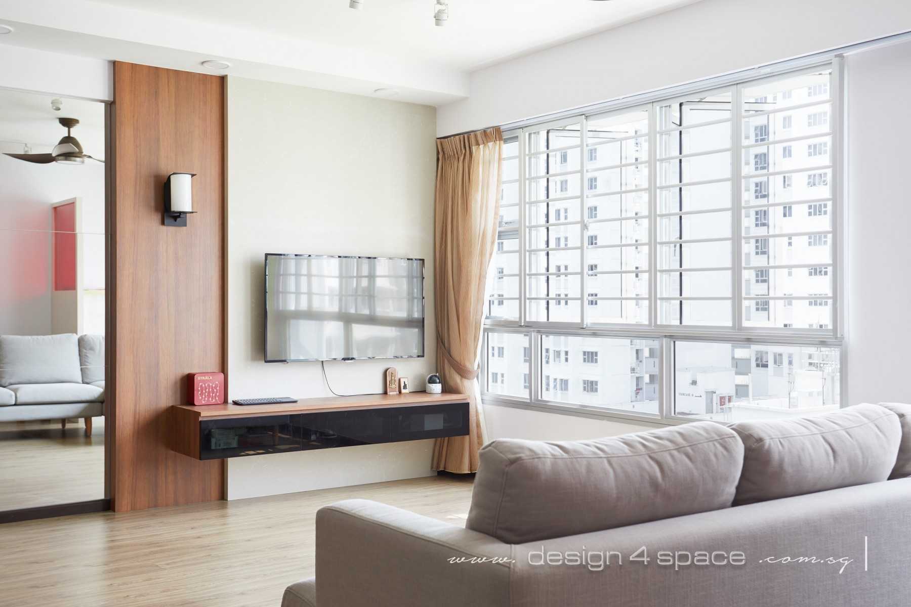 Modern Living Room with Herringbone Tiling and Cement Floor