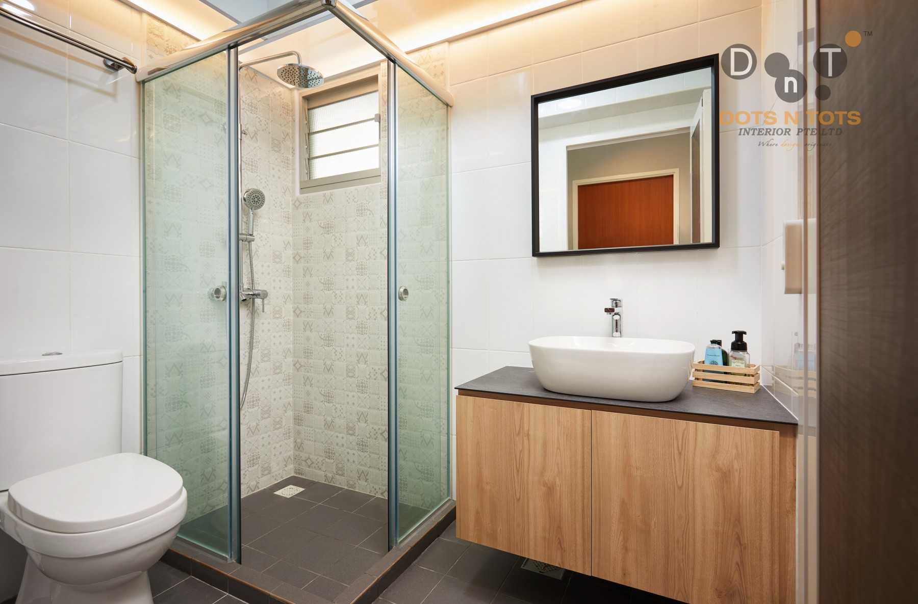Contemporary Bathroom with Homogeneous Tiles and Wood Flooring