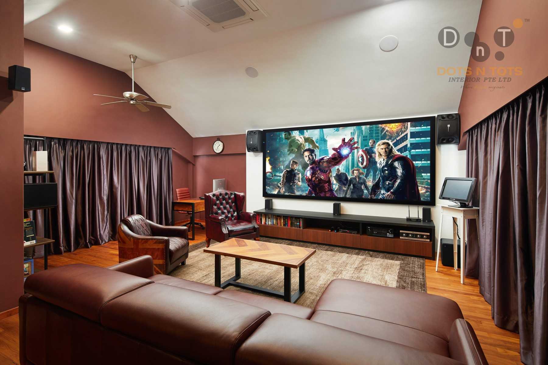 Modern Home Theatre with TV Console and Sofa