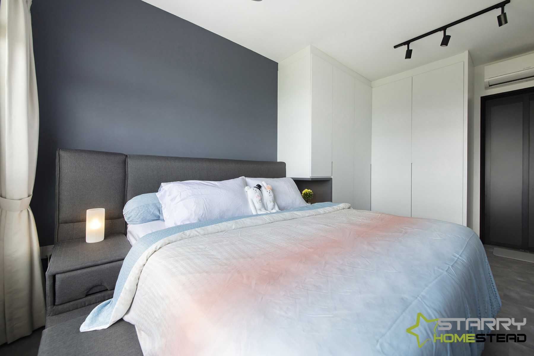Industrial Bedroom with Wardrobe and Bed