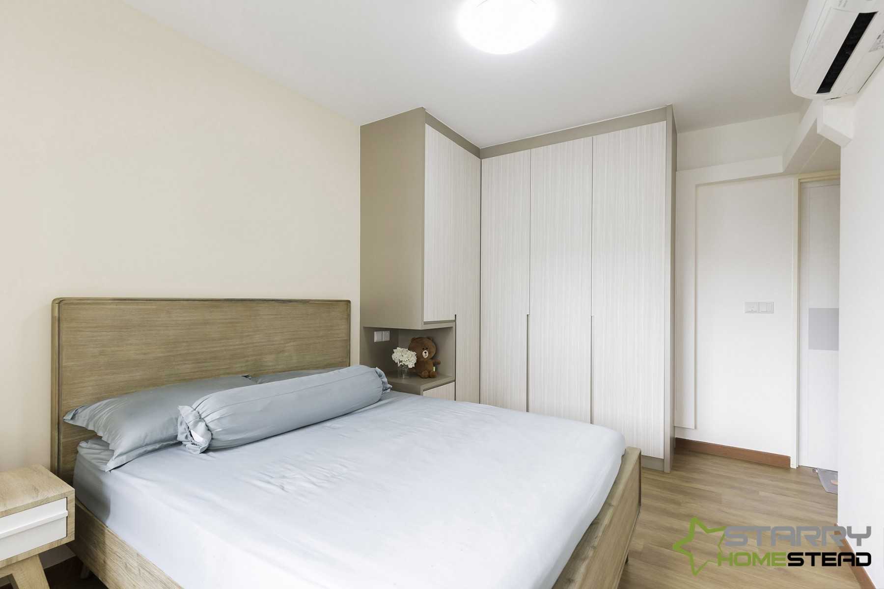 Scandinavian Bedroom with Wardrobe and Bedside Table