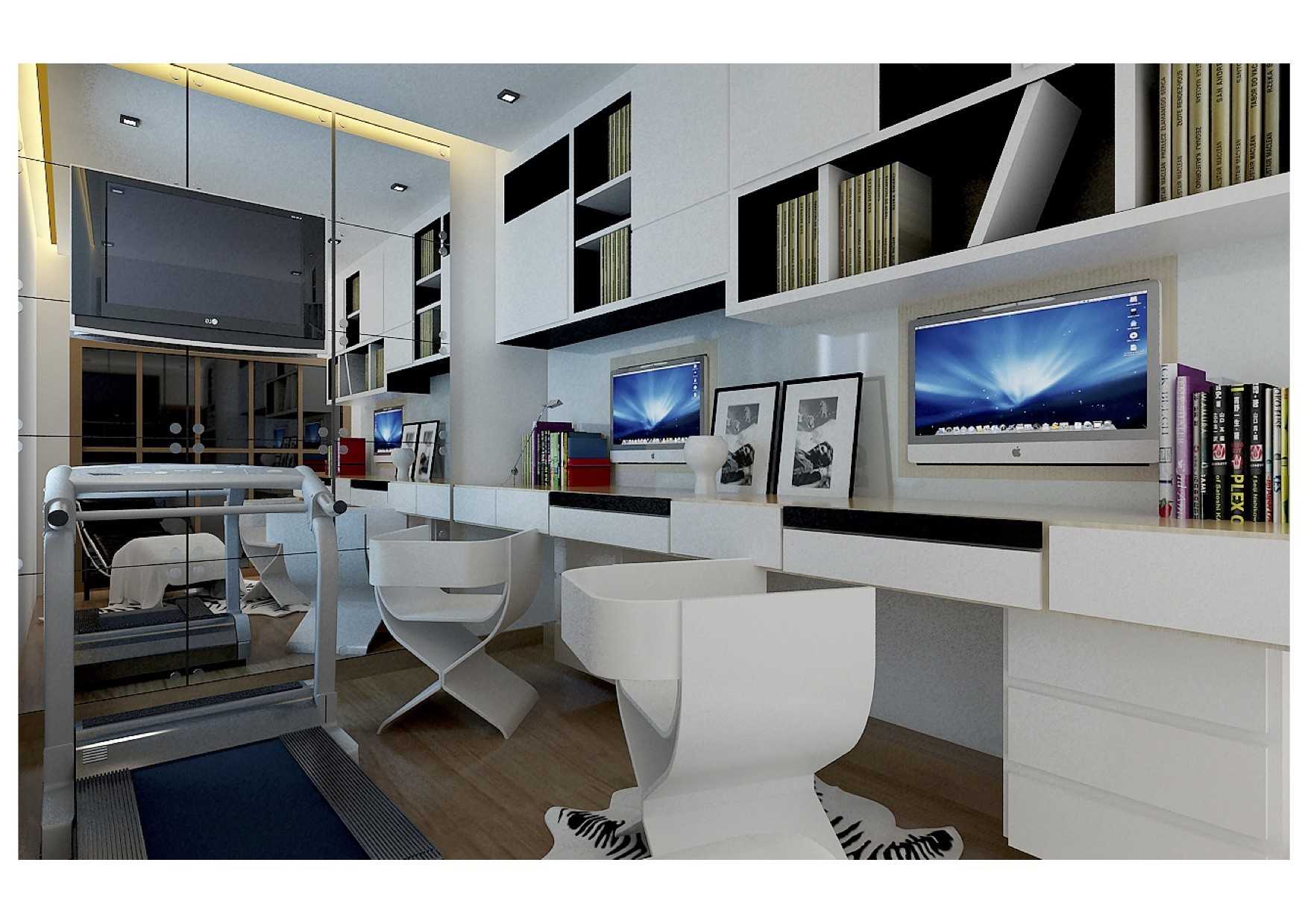 Contemporary Study with Bookshelf and Computer Table