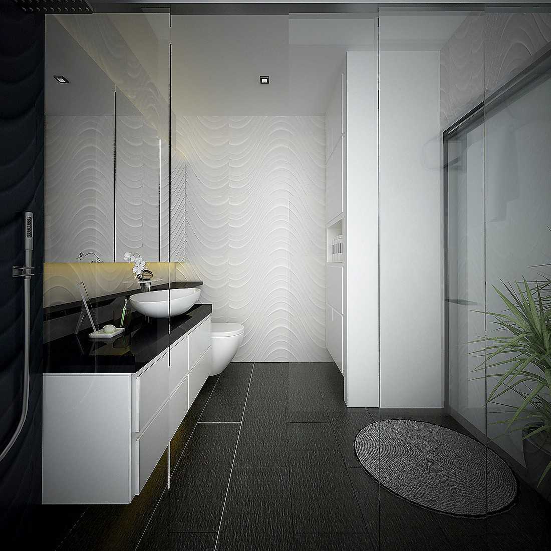 Contemporary Bathroom with Homogeneous Tiles and Vanity Counter