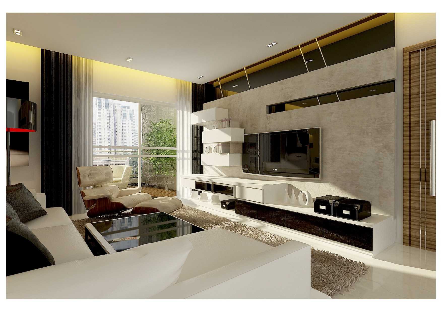 Contemporary Living Room with Homogeneous Tiles and TV Console