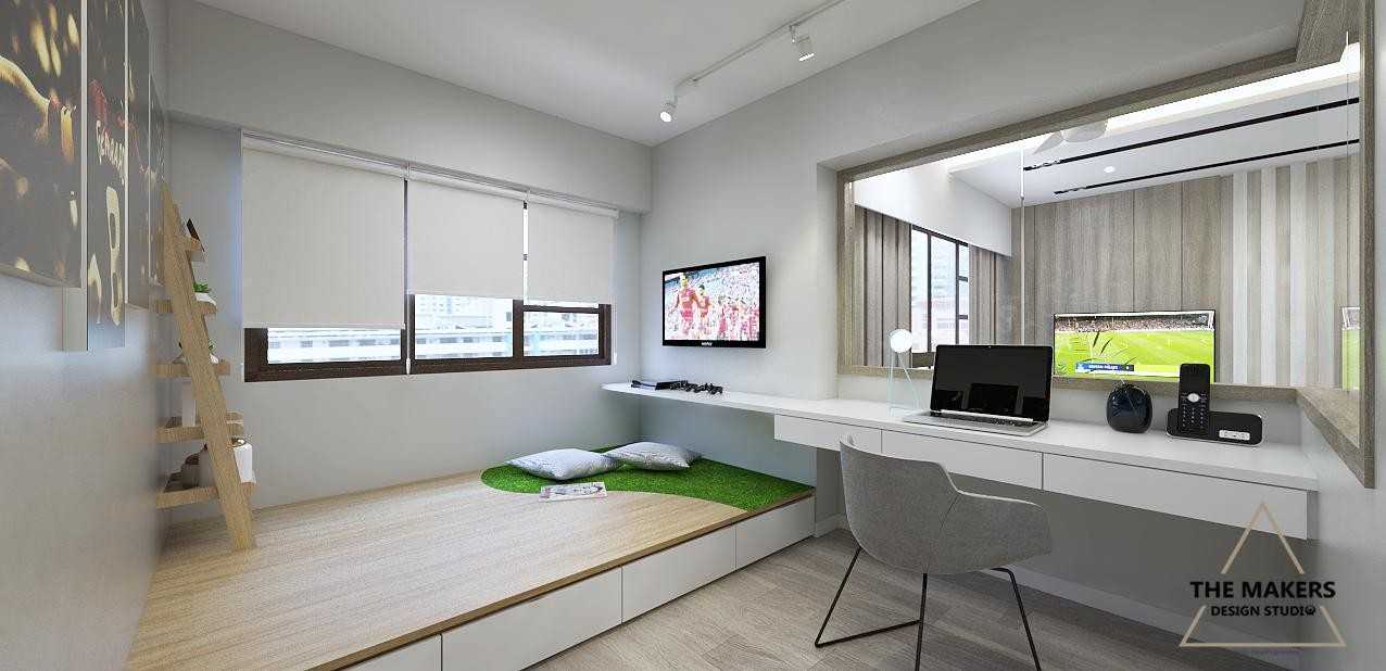 Scandinavian Gaming Room with Carpet and TV